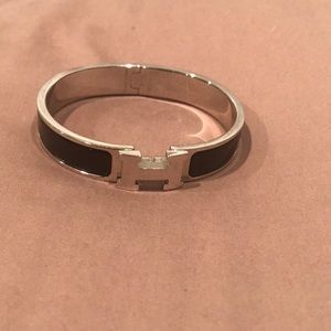 Hermès black bangle bracelet